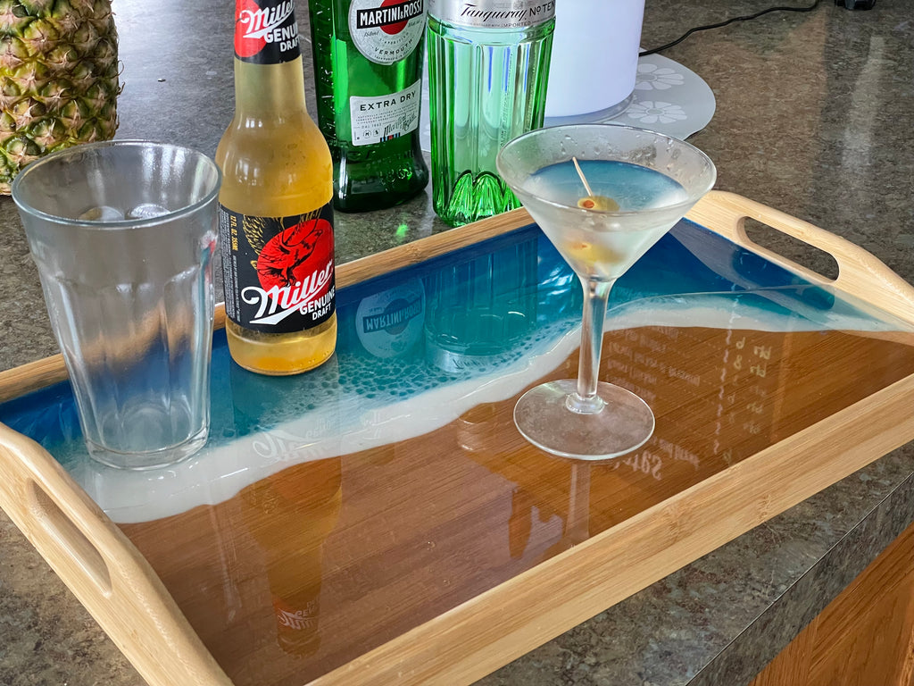 Ocean Wave Handcrafted Bamboo Bed Tray