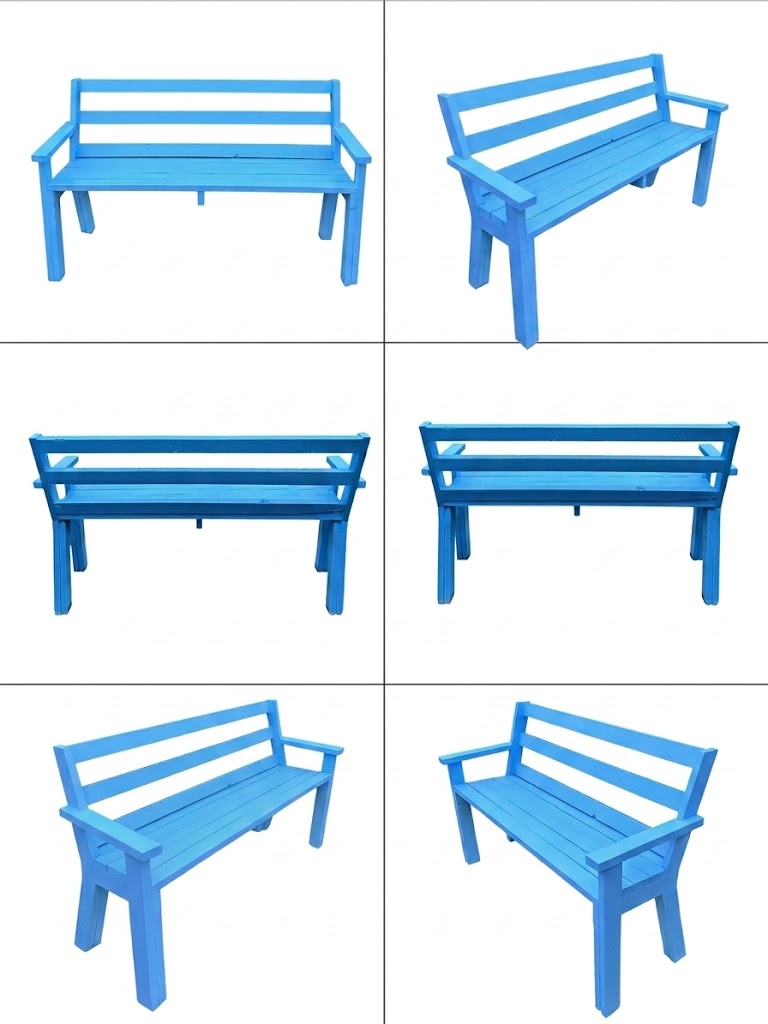 Coastal Azure Handcrafted Wooden Park Bench